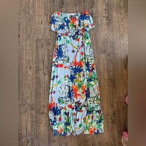 T-Bags Los Angeles Tropical Floral Boho Maxi Dress- Small